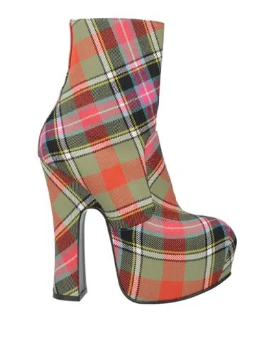 Vivienne Westwood Woman Ankle Boots Military Green Size 6 Textile Fibers