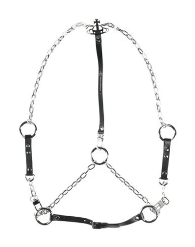 Vivienne Westwood Woman Belt Black Size M Leather, Metal In Multi