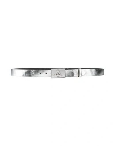 Vivienne Westwood Woman Belt Silver Size 45.5 Leather In Gray