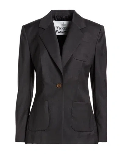 Vivienne Westwood Woman Blazer Charcoal Size 6 Wool In Blue