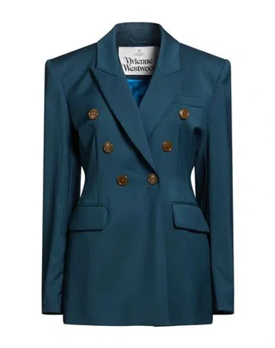 Vivienne Westwood Woman Blazer Deep Teal Size 8 Wool In Green