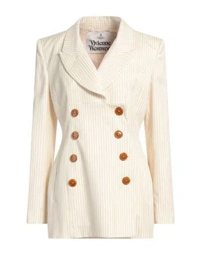 Vivienne Westwood Woman Blazer Ivory Size 6 Virgin Wool, Cotton In White