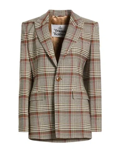 Vivienne Westwood Woman Blazer Military Green Size 8 Viscose, Virgin Wool In Multi