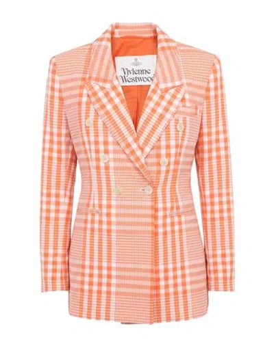 Vivienne Westwood Woman Blazer Orange Size 2 Cotton, Linen