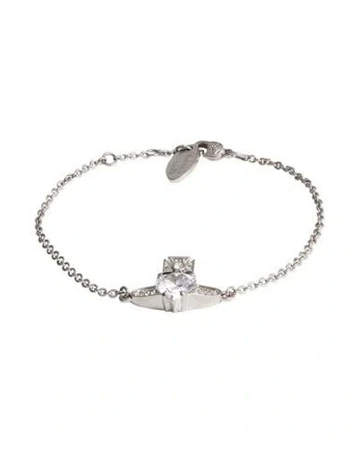 Vivienne Westwood Woman Bracelet Silver Size - Brass, Cubic Zirconia