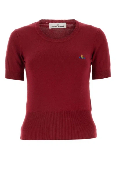Vivienne Westwood Woman Burgundy Cotton Blend Bea Sweater In Red