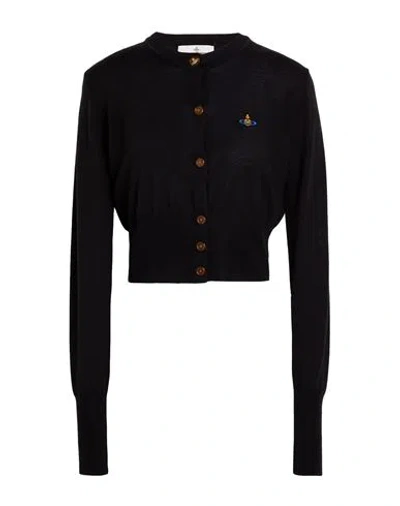 VIVIENNE WESTWOOD VIVIENNE WESTWOOD WOMAN CARDIGAN BLACK SIZE L MERINO WOOL, SILK