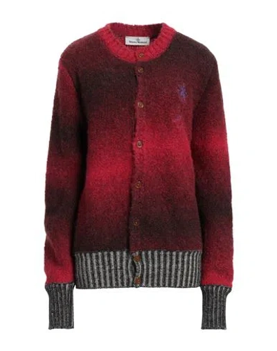 Vivienne Westwood Woman Cardigan Brick Size S/m Alpaca Wool, Polyamide, Wool, Acrylic In Red