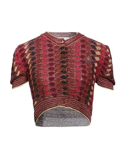 Vivienne Westwood Woman Cardigan Brick Size Xs Viscose, Metal Fiber, Polyamide In Red