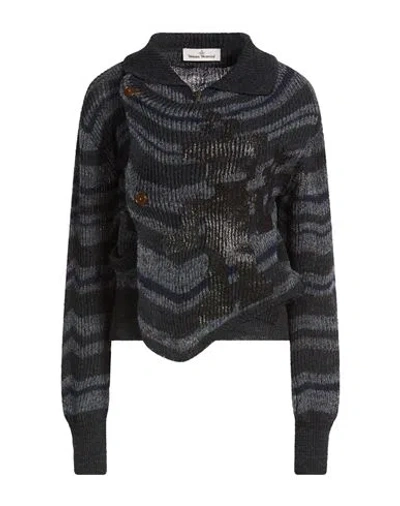 Vivienne Westwood Woman Cardigan Charcoal Size M Linen, Wool In Gray