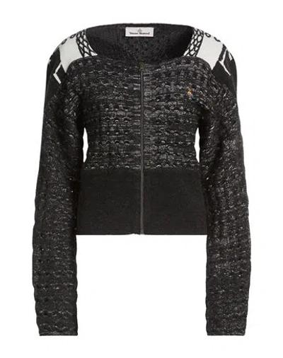 Vivienne Westwood Woman Cardigan Charcoal Size S Alpaca Wool, Polyamide, Viscose, Wool, Polyester In Black