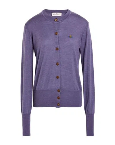 VIVIENNE WESTWOOD VIVIENNE WESTWOOD WOMAN CARDIGAN PURPLE SIZE L MERINO WOOL, SILK