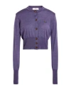 Vivienne Westwood Woman Cardigan Purple Size M Merino Wool, Silk