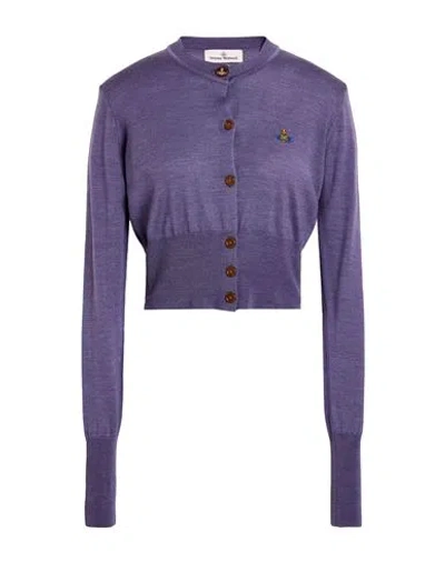 Vivienne Westwood Woman Cardigan Purple Size M Merino Wool, Silk