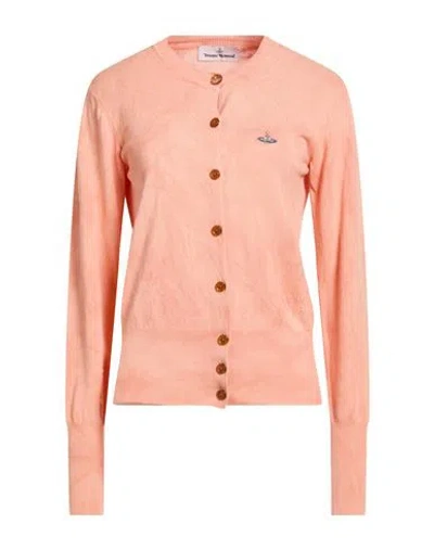 Vivienne Westwood Woman Cardigan Salmon Pink Size L Cotton In Orange