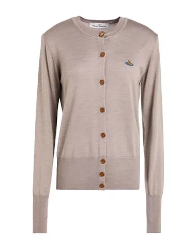 VIVIENNE WESTWOOD VIVIENNE WESTWOOD WOMAN CARDIGAN TAUPE SIZE M MERINO WOOL, SILK