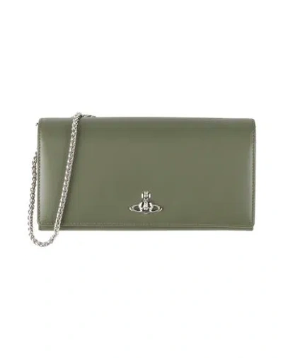 Vivienne Westwood Woman Crossbody Wallet Military Green Size - Leather