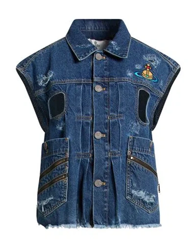 Vivienne Westwood Woman Denim Outerwear Blue Size M Cotton