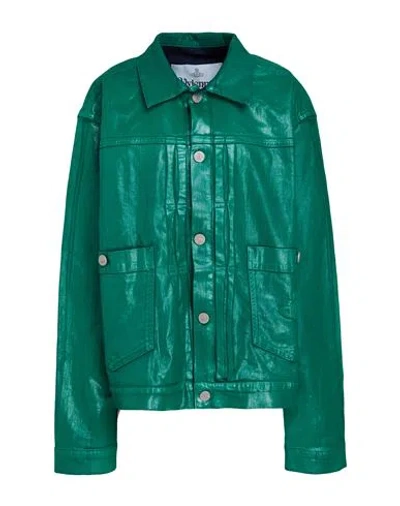 Vivienne Westwood Woman Denim Outerwear Dark Green Size Xxl Cotton, Elastane