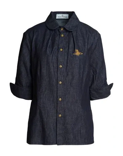 Vivienne Westwood Woman Denim Shirt Blue Size 12 Cotton
