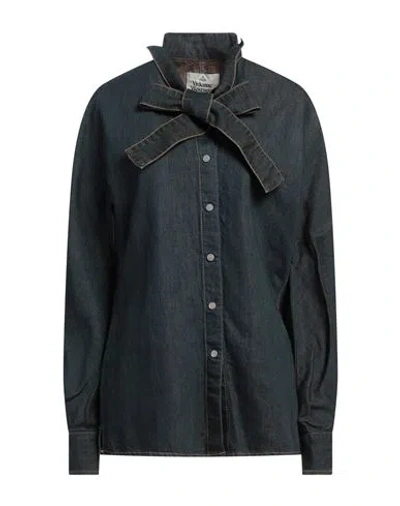 Vivienne Westwood Woman Denim Shirt Blue Size 8 Cotton, Linen