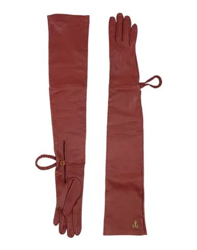Vivienne Westwood Woman Gloves Tan Size 6.5 Leather In Brown
