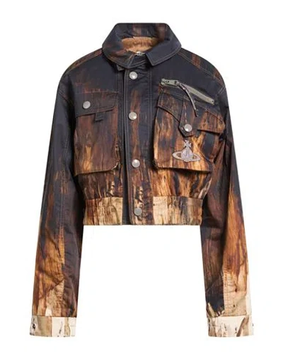 Vivienne Westwood Woman Jacket Midnight Blue Size 8 Cotton In Orange