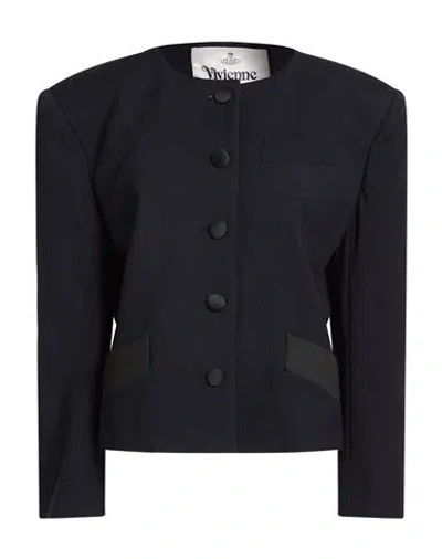 Vivienne Westwood Woman Jacket Navy Size 8 Wool, Cotton, Elastane In Blue