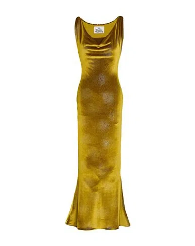 Vivienne Westwood Woman Maxi Dress Gold Size L Polyester, Elastane In Green