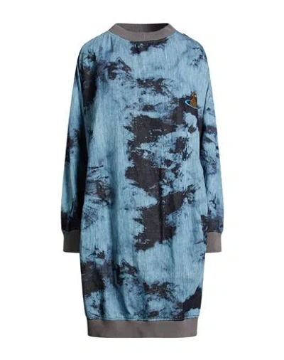 Vivienne Westwood Woman Midi Dress Blue Size 10 Cotton, Linen