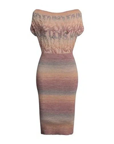 Vivienne Westwood Woman Midi Dress Blush Size L Acrylic, Viscose, Virgin Wool, Polyester In Pink