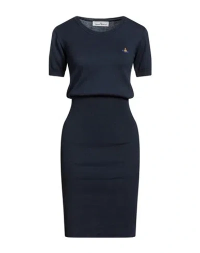 Vivienne Westwood Woman Midi Dress Midnight Blue Size L Cotton, Wool