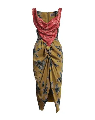 Vivienne Westwood Woman Midi Dress Mustard Size 4 Polyester, Viscose In Yellow