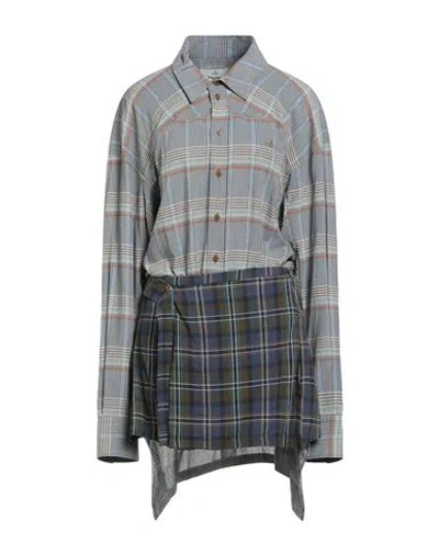 Vivienne Westwood Woman Midi Dress Slate Blue Size 4 Viscose, Virgin Wool, Polyester In Gray