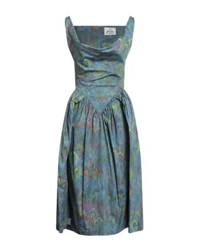 Vivienne Westwood Woman Midi Dress Slate Blue Size 8 Cotton