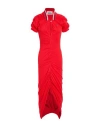 Vivienne Westwood Pulling Ruched Asymmetric Cotton Midi Dress In Tomato Red