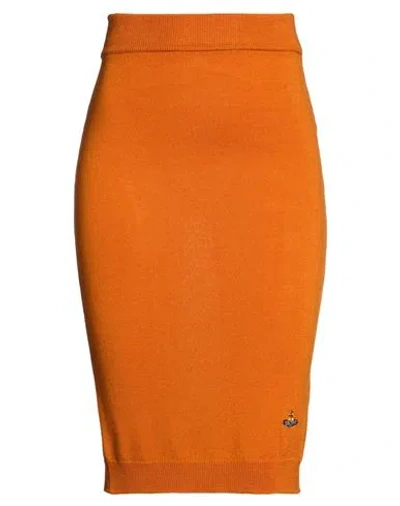 Vivienne Westwood Woman Midi Skirt Rust Size L Merino Wool, Cashmere In Orange