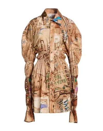 Vivienne Westwood Woman Mini Dress Camel Size 8 Cotton In Brown