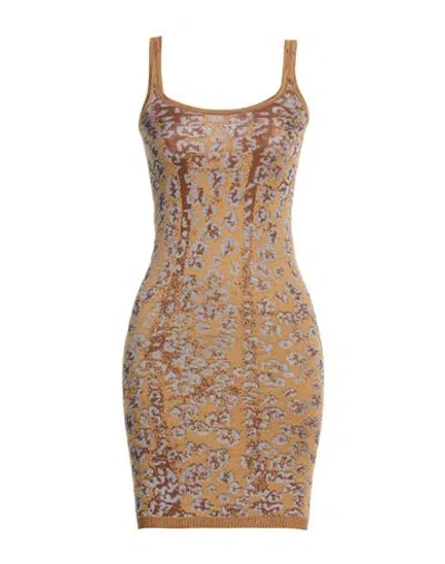 Vivienne Westwood Woman Mini Dress Camel Size L Recycled Cotton, Polyester, Viscose In Brown
