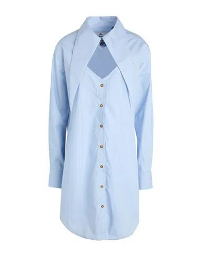 Vivienne Westwood Woman Mini Dress Sky Blue Size 8 Cotton
