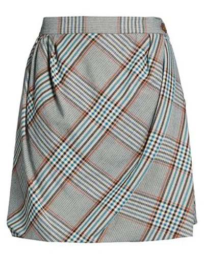 Vivienne Westwood Woman Mini Skirt Blue Size 8 Viscose, Virgin Wool, Elastane In Brown