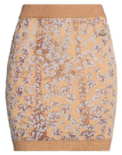 Vivienne Westwood Woman Mini Skirt Camel Size L Cotton, Polyester, Viscose In Brown