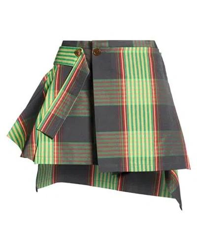 Vivienne Westwood Woman Mini Skirt Green Size 8 Cotton, Linen