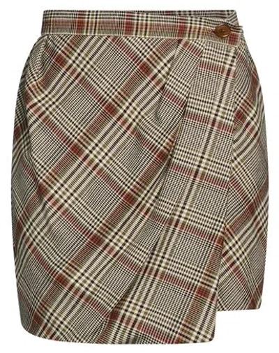 Vivienne Westwood Woman Mini Skirt Military Green Size 4 Viscose, Virgin Wool, Elastane