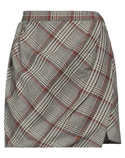 Vivienne Westwood Woman Mini Skirt Sage Green Size 6 Viscose, Virgin Wool, Elastane In Gray