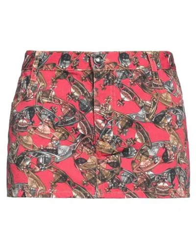 Vivienne Westwood Woman Mini Skirt Tomato Red Size 29 Cotton In Multi