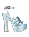 Vivienne Westwood Woman Sandals Light Blue Size 8 Leather In Blue