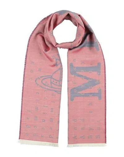 Vivienne Westwood Woman Scarf Tomato Red Size - Silk, Wool In Pink