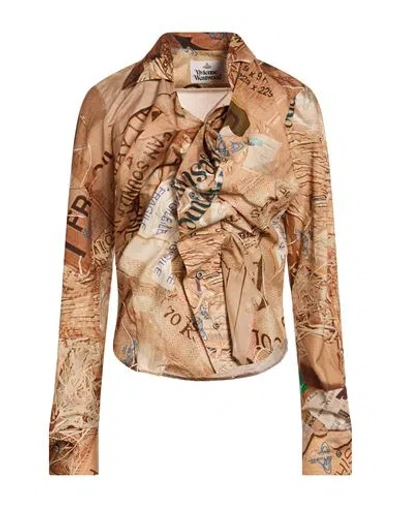 Vivienne Westwood Woman Shirt Camel Size 8 Cotton In Brown