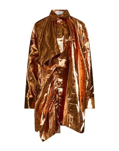 Vivienne Westwood Woman Shirt Copper Size S Metallic Polyester, Polyester In Gold